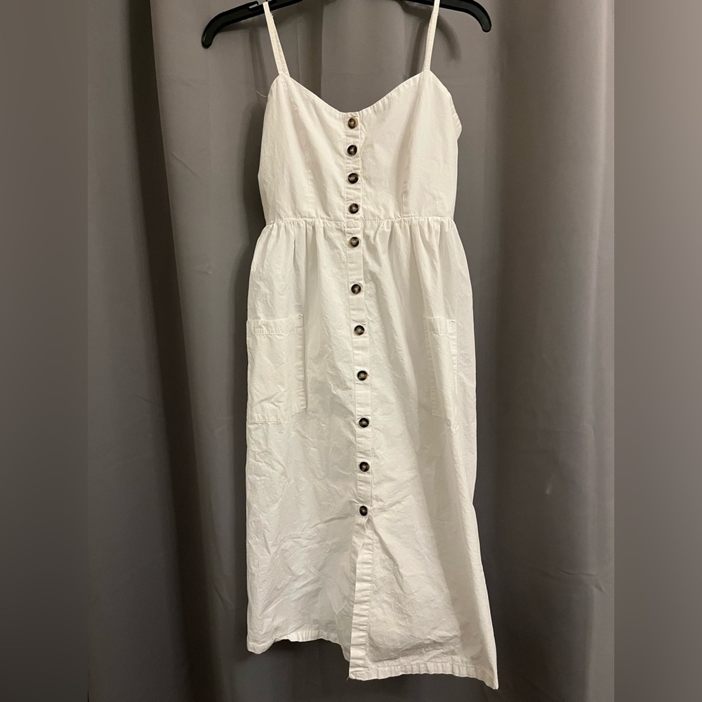 White button up midi dress